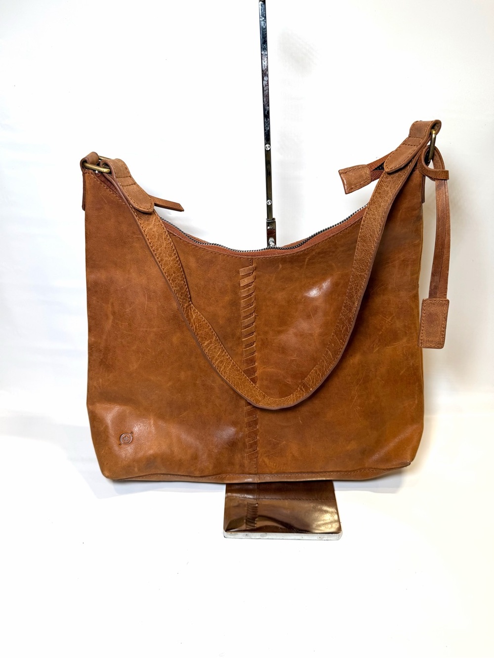 Born Hobo Leather Shoulder Bag in Cognac Brown - Women's Everyday Tote